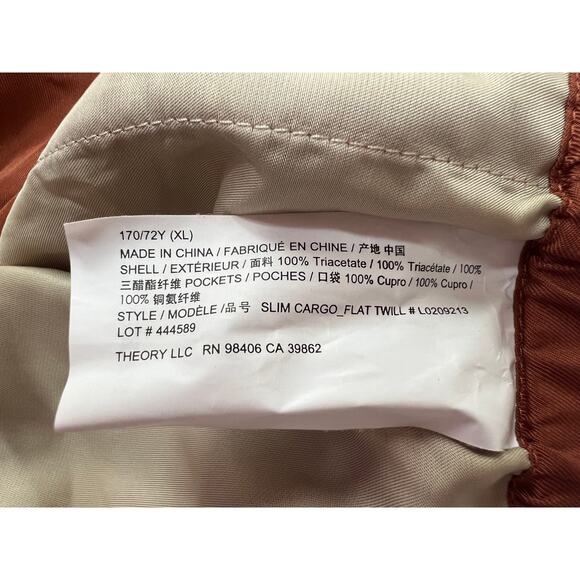 Theory Women's Slim Cargo Clay Flat Twill Pants L0209213 Size XL $295 NWT - Picture 5 of 16